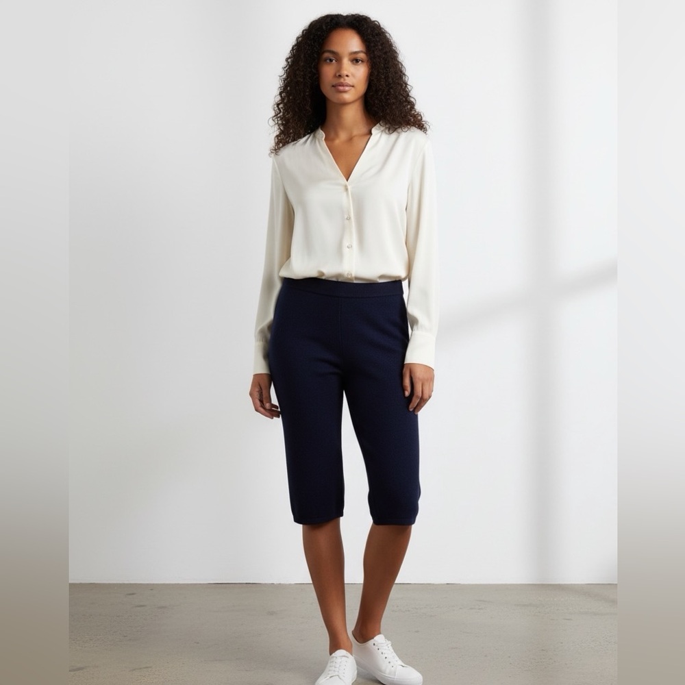 St. John Vintage Basic Navy Heavy Wool Capri Pants - Size 4